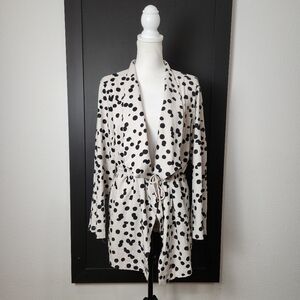 NWY $118 T TAHARI POLKA-DOT LIGHTWEIGHT ROLL UP SLEEVE JACKET SIZE LARGE